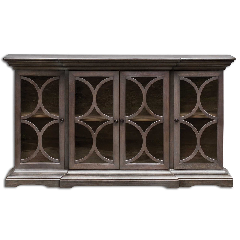 Uttermost Belino Wooden 4 Door Chest, Silver
