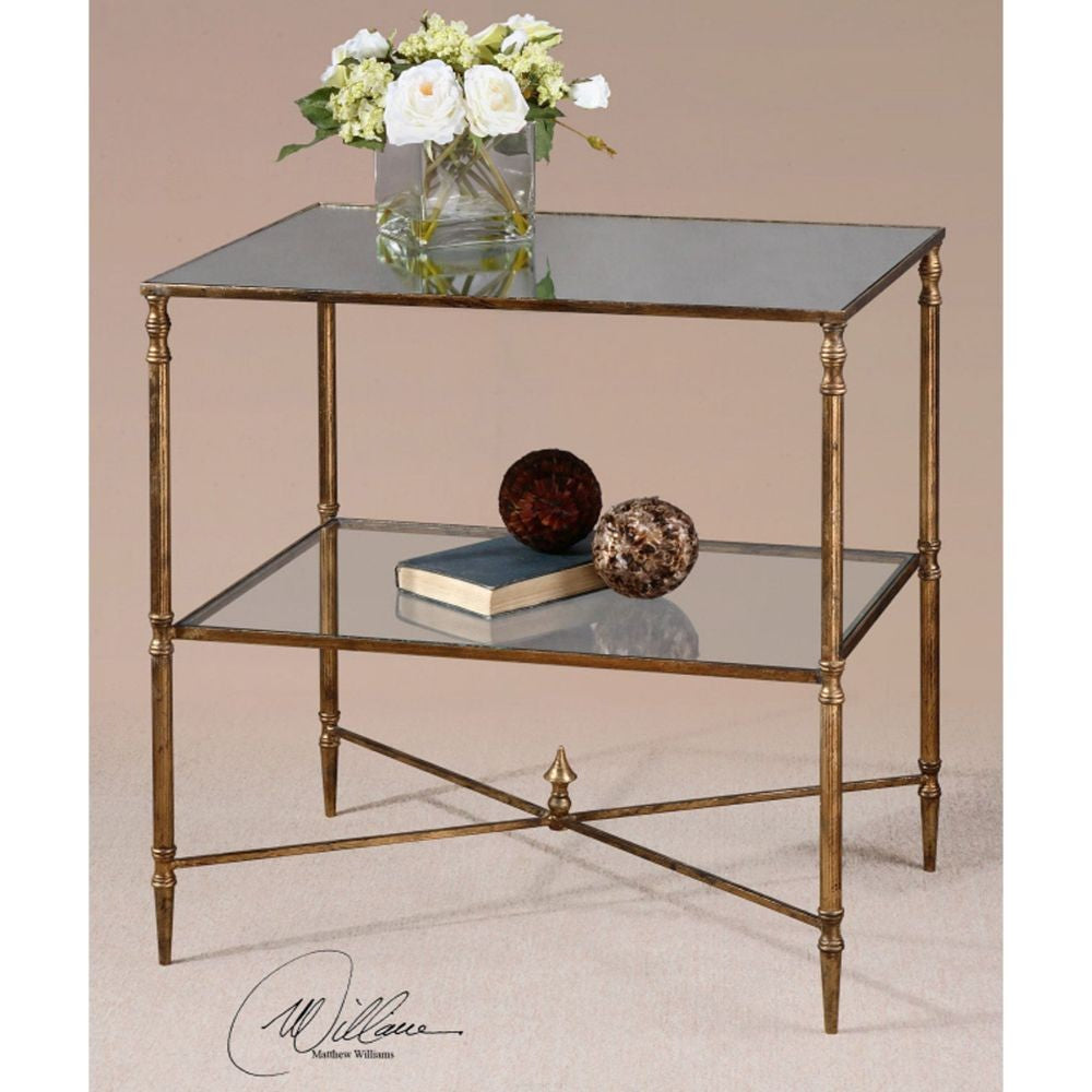 Uttermost Henzler Mirrored Glass Lamp Table By Casagear Home UT-26120