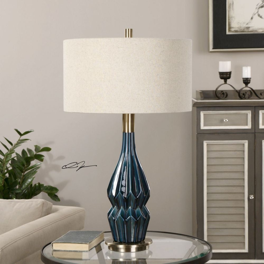 Uttermost Prussian Blue Ceramic Lamp By Casagear Home UT-27081-1