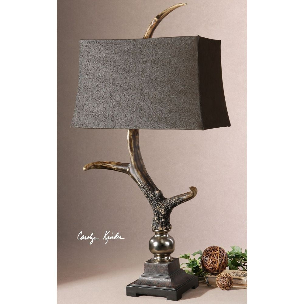 Uttermost Stag Horn Dark Shade Table Lamp By Casagear Home UT-27960