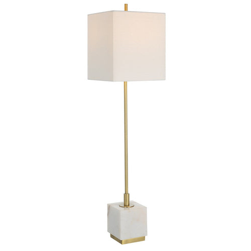 Uttermost Escort - 1 Light Buffet Lamp-37 Inches Tall and 9 Inches Wide-Brushed Brass/White Finish