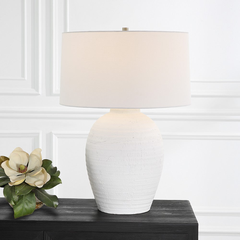 Uttermost Reyna Chalk White Table Lamp By Casagear Home UT-30236-1