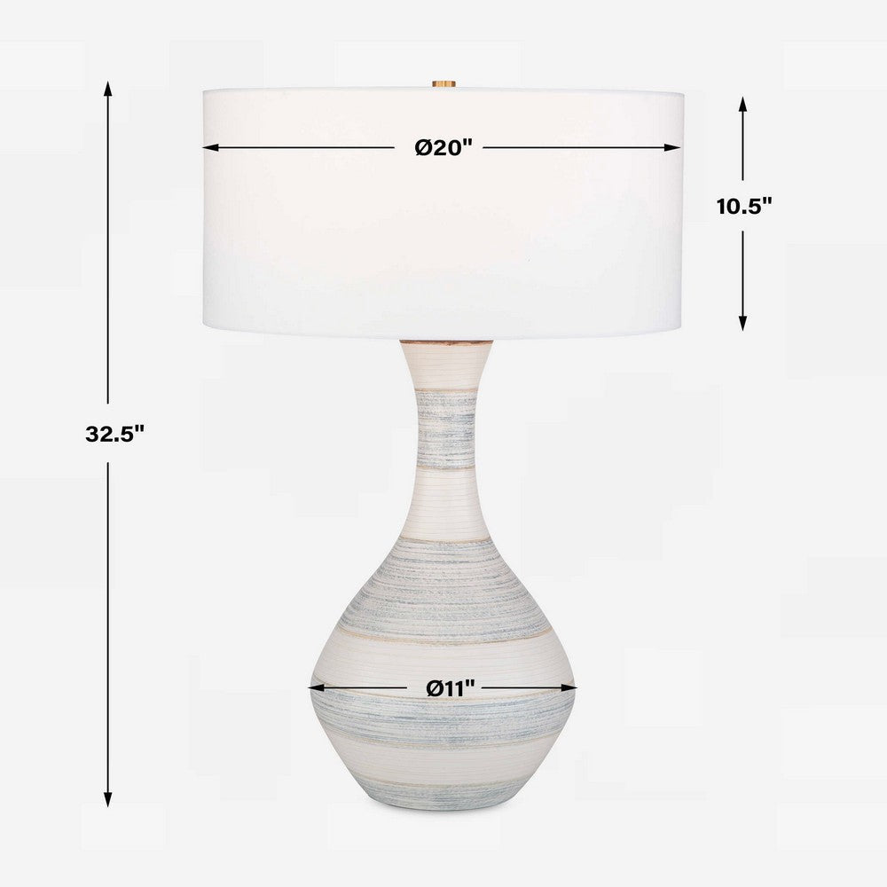 Uttermost Potter Striped Ivory Blue Table Lamp UT-30381-1