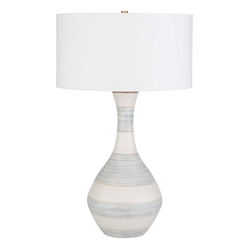 Uttermost Potter Striped Ivory Blue Table Lamp