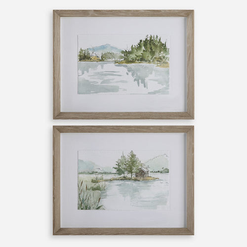 Serene Lake - Framed Print (Set of 2)-20.25 Inches Tall and 26.25 Inches Wide