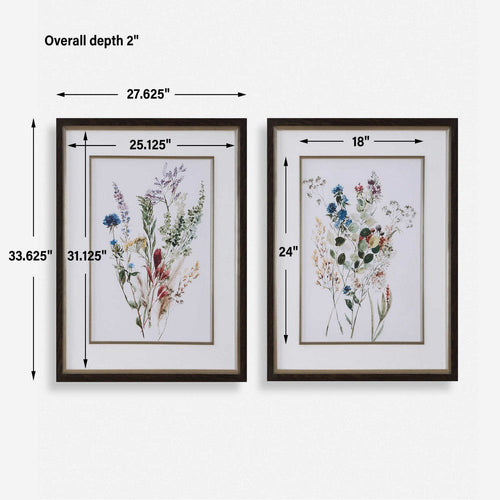 Uttermost Delicate Flowers Framed Prints Set/2