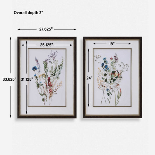 Uttermost Delicate Flowers Framed Prints Set/2