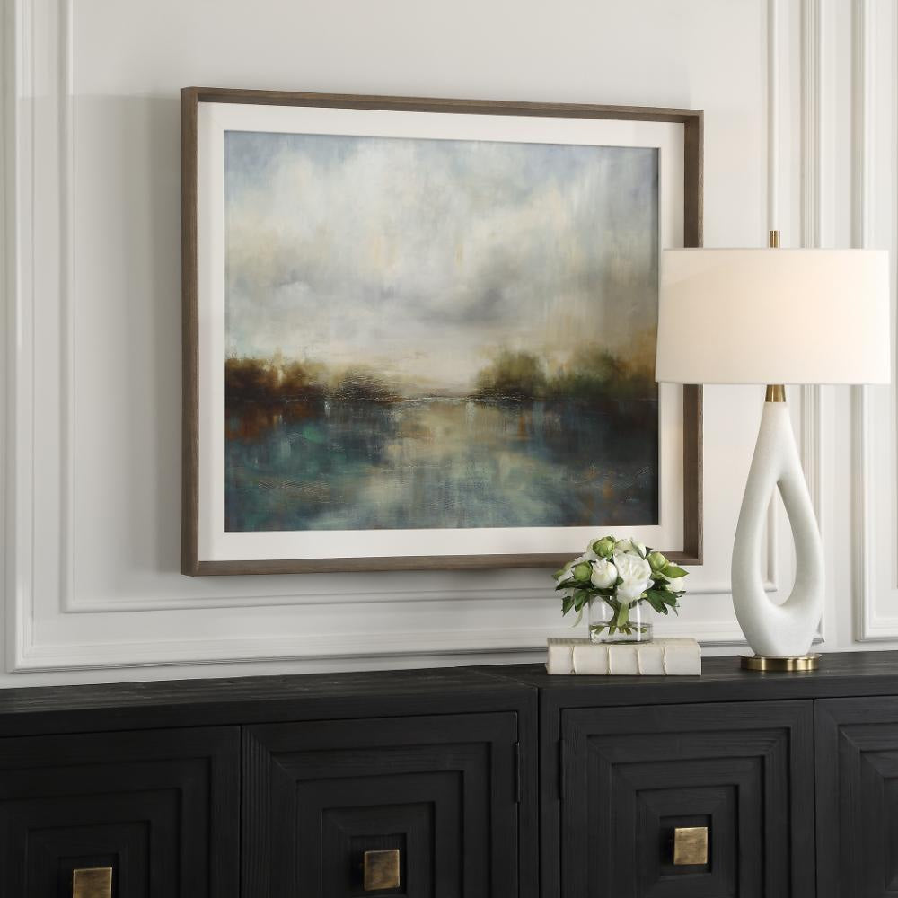 Uttermost 32352 Blue Reverie - Framed Abstract Lake Art-35.25 Inches Tall and 41.25 Inches Wide