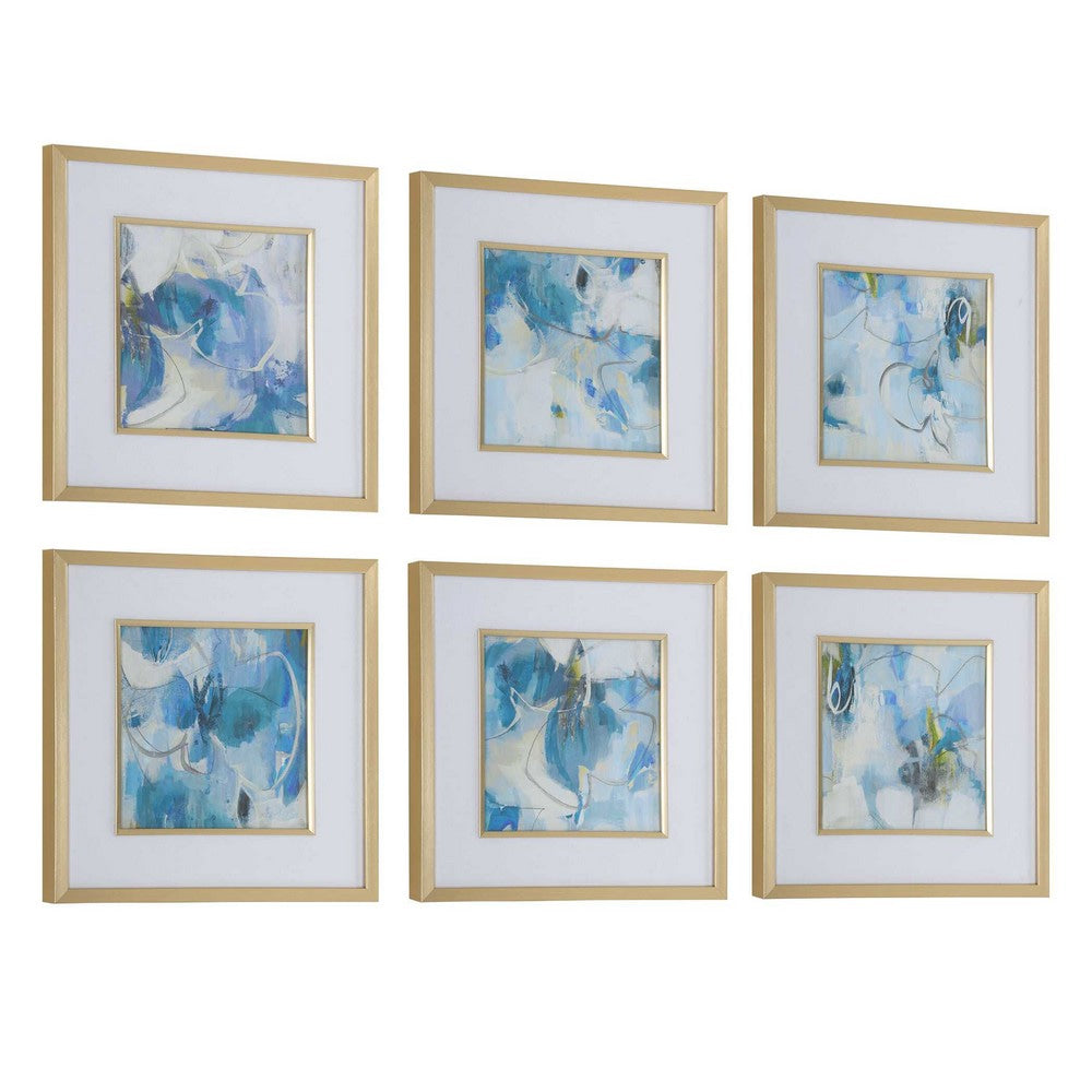 Uttermost Fresh Start Blue Abstract Prints Set/6