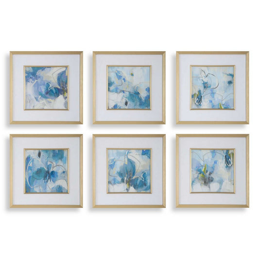 Uttermost Fresh Start Blue Abstract Prints Set/6