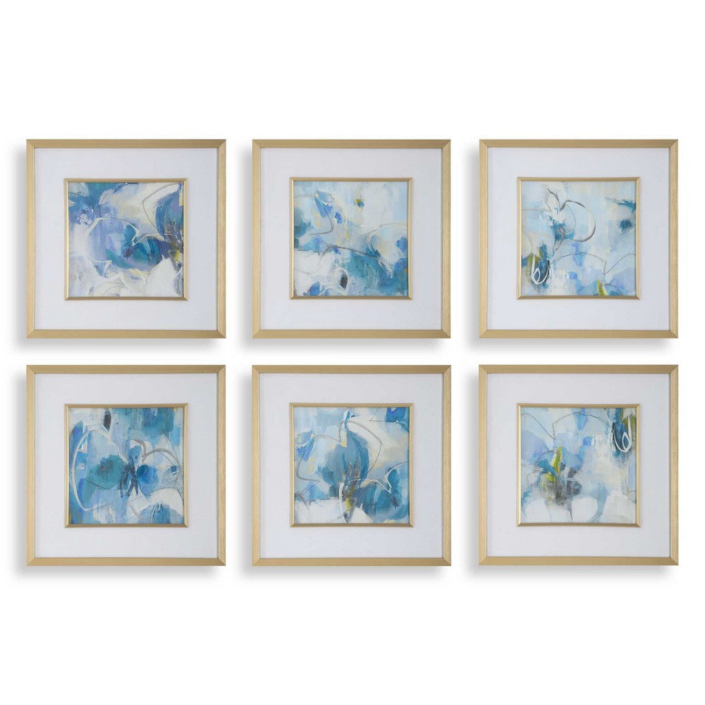 Uttermost Fresh Start Blue Abstract Prints Set/6