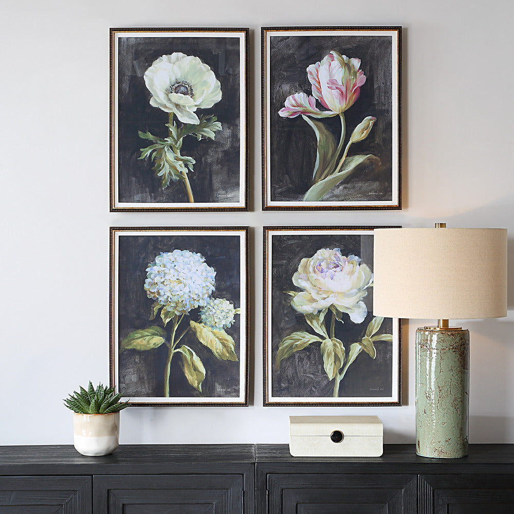 Uttermost Florals On Black Framed Prints Set/4 UT-32426