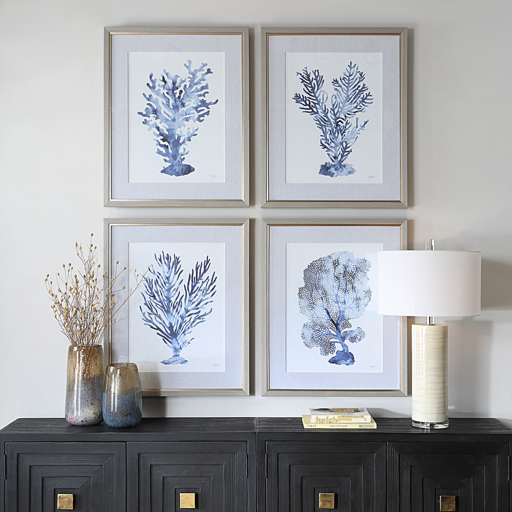 Uttermost Shibori Coral Framed Prints Set/4 UT-32428
