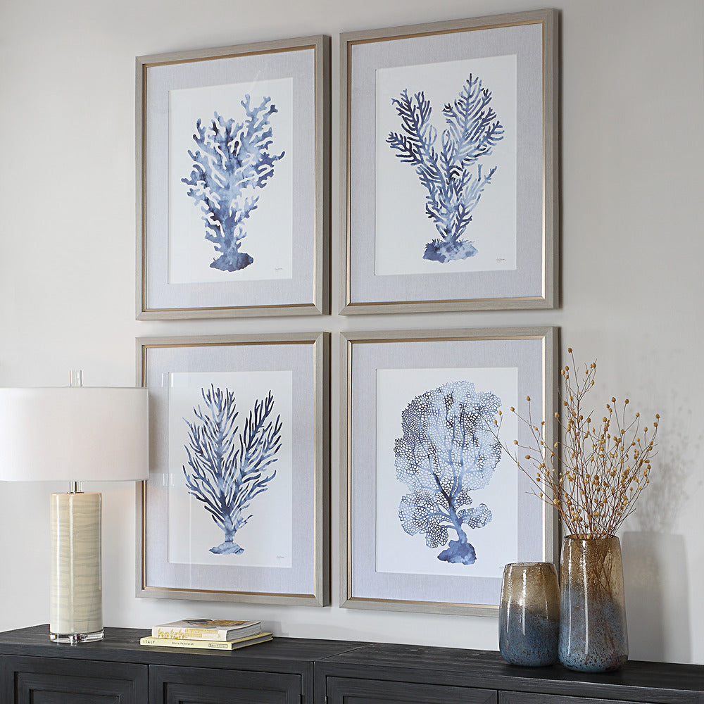 Uttermost Shibori Coral Framed Prints Set/4 UT-32428