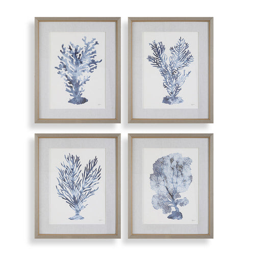 Uttermost Shibori Coral Framed Prints, Set/4