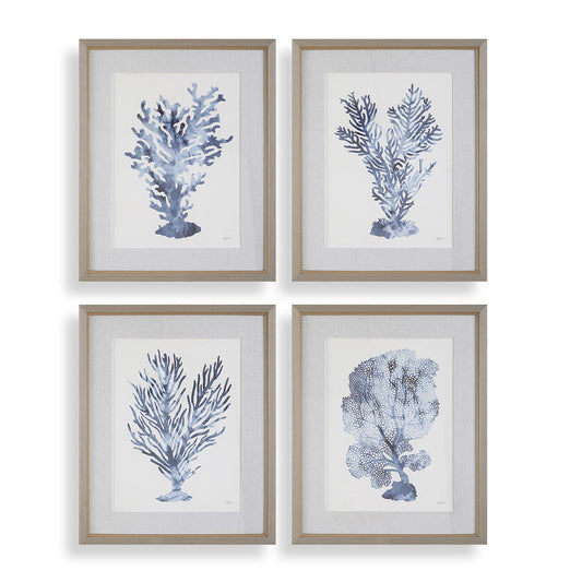 Uttermost Shibori Coral Framed Prints, Set/4