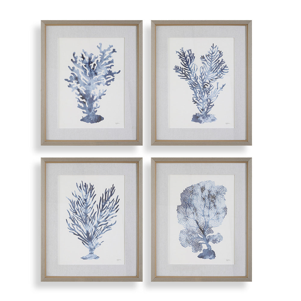 Uttermost Shibori Coral Framed Prints, Set/4