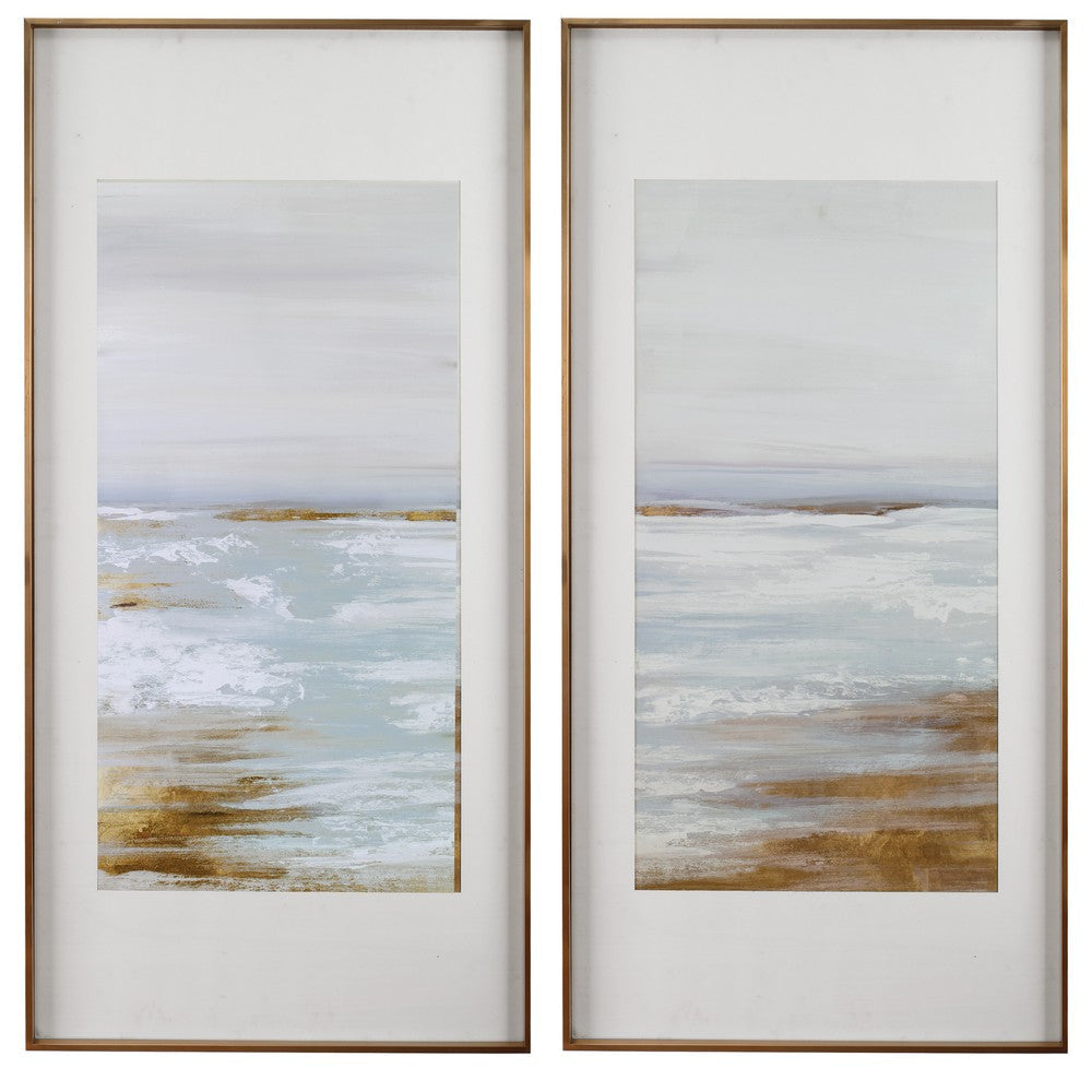Uttermost 33716 Coastline - 57.5 Inch Framed Print (Set of 2), Light Blue/Gray/White/Rust Brown/Gold Finish