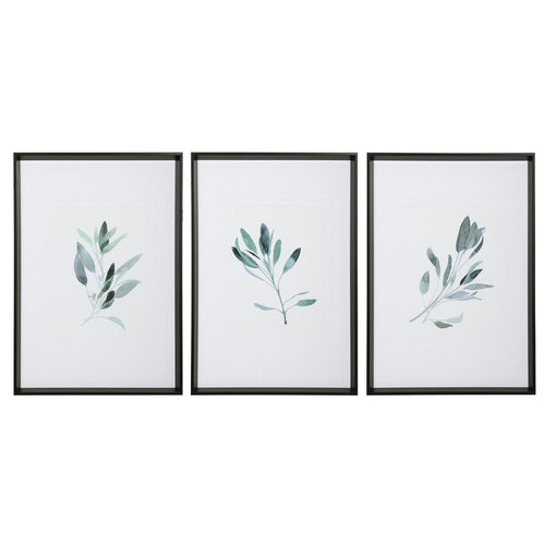 Uttermost 33723 29 x 40 x 11 in. Simple Sage Watercolor Prints, Set of 3