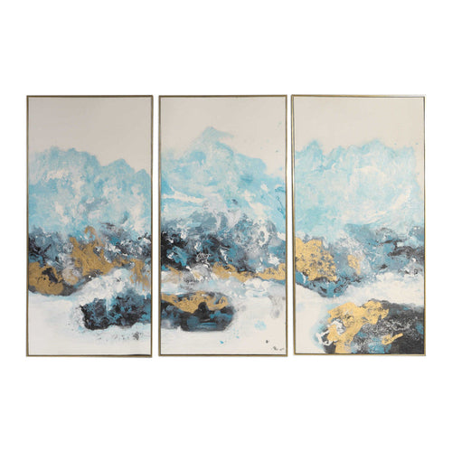 Crashing Waves - 48 inch Abstract Art (Set of 3) - 24.25 inches wide by 2.13 inches deep