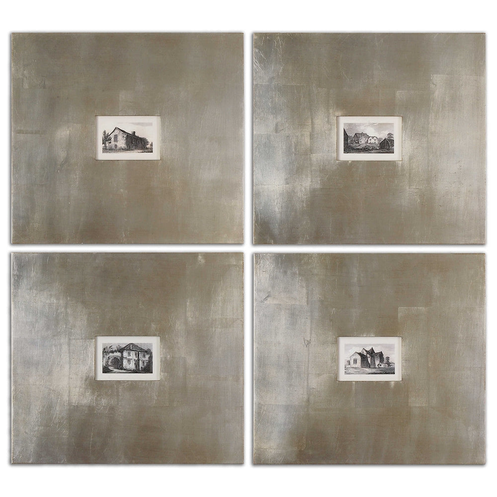Historical Buildings - 21.13 inch Framed Art (Set of 4) - 23.13 inches wide by 0.5 inches deep