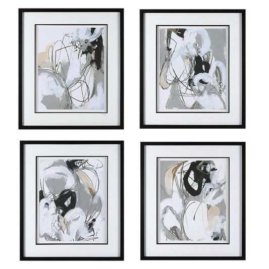Uttermost 41419 Tangled Threads Abstract Framed Prints, Set of 4