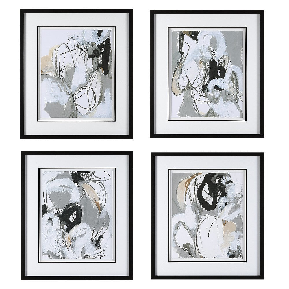 Uttermost 41419 Tangled Threads Abstract Framed Prints, Set of 4