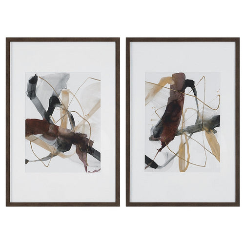Burgundy Interjection - Abstract Print (Set of 2)-39.5 Inches Tall and 26.5 Inches Wide