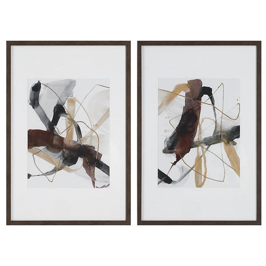 Burgundy Interjection - Abstract Print (Set of 2)-39.5 Inches Tall and 26.5 Inches Wide