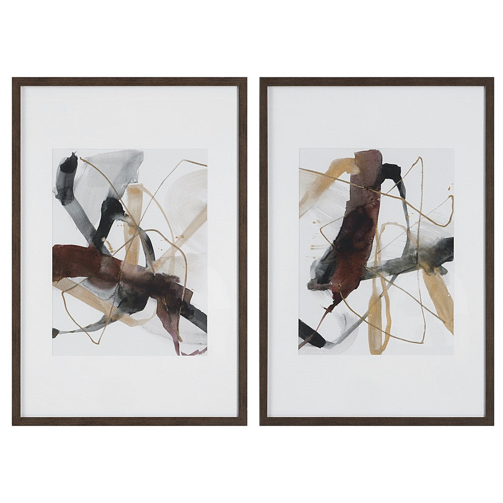 Burgundy Interjection - Abstract Print (Set of 2)-39.5 Inches Tall and 26.5 Inches Wide