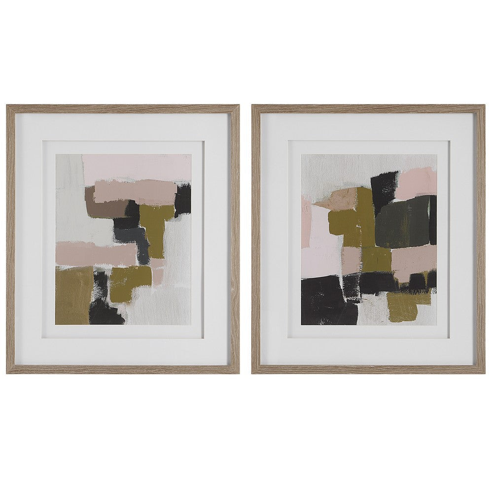 Uttermost 41453 Color Block - Framed Abstract Art (Set of 2)-30.5 Inches Tall and 26.5 Inches Wide
