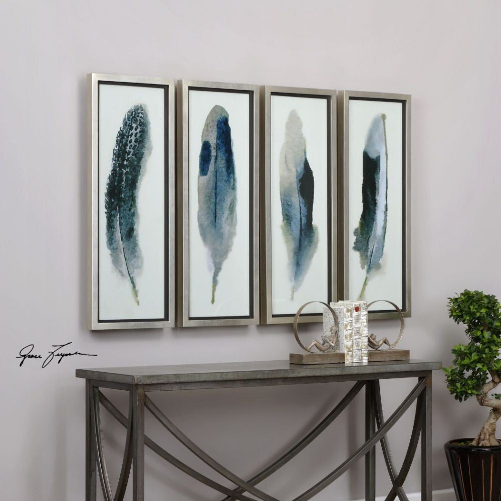 Feathered Beauty - 38.13 inch Feather Art (Set of 4)