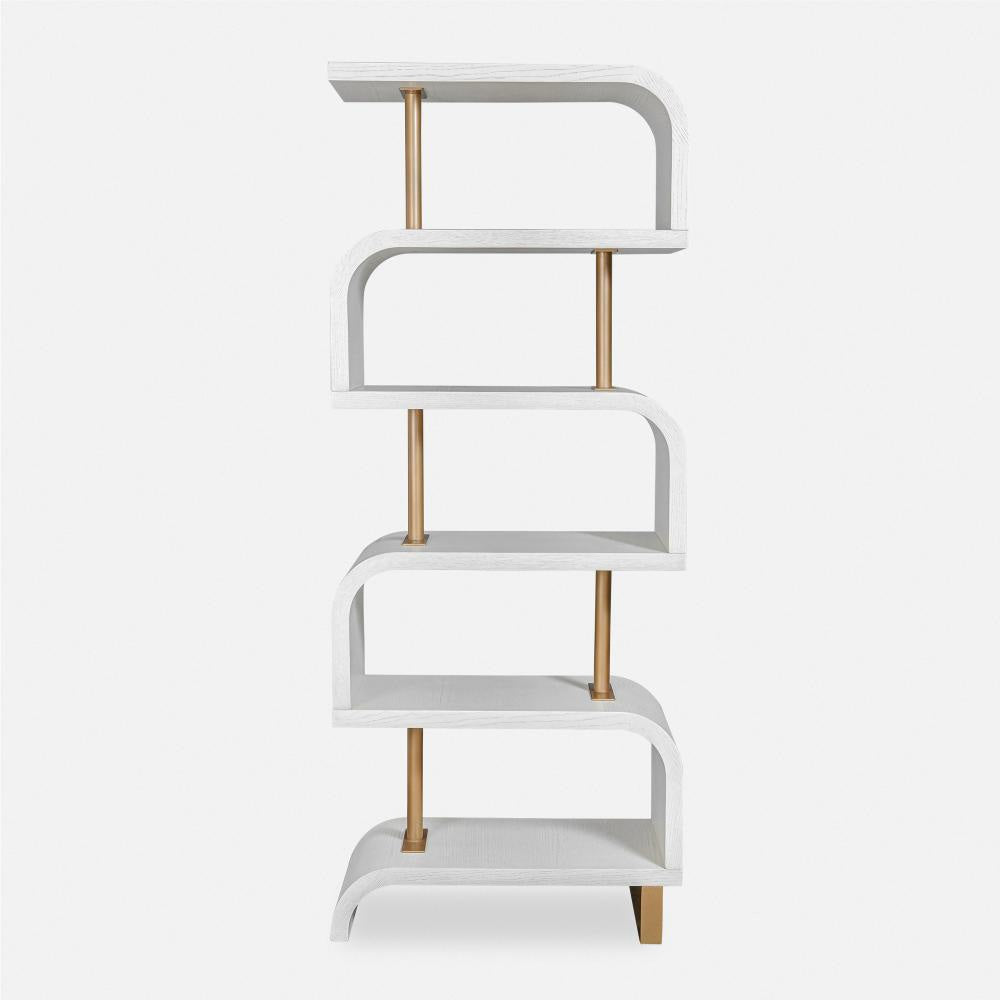Uttermost 50008 Bia - Etagere-80 Inches Tall and 32 Inches Wide Finish Color: Mahogany/White/Antique Brass