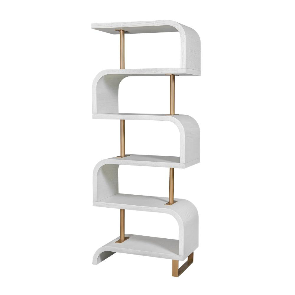 Uttermost 50008 Bia - Etagere-80 Inches Tall and 32 Inches Wide Finish Color: Mahogany/White/Antique Brass