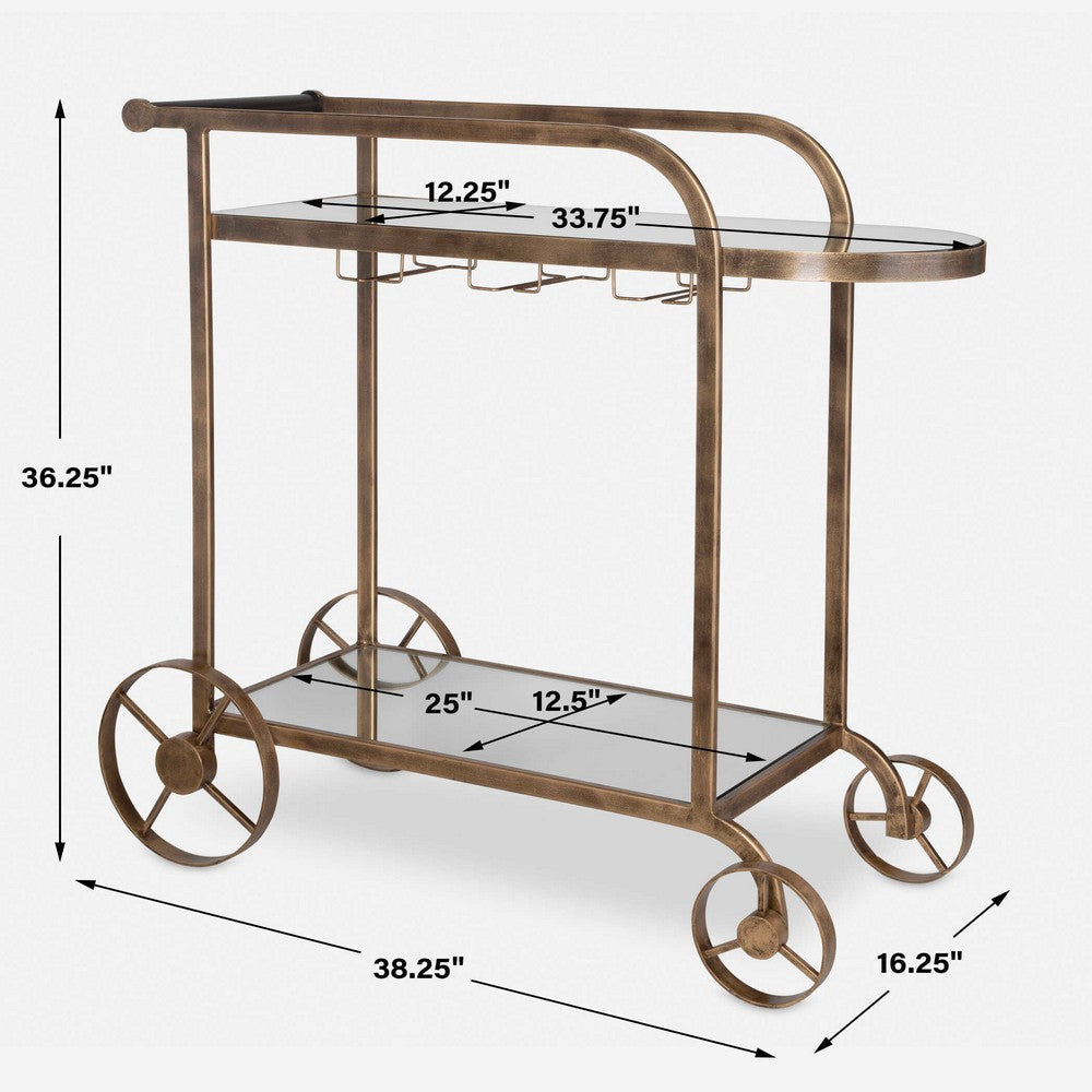 Uttermost Carrinho Antique Brass Bar Cart UT-50016