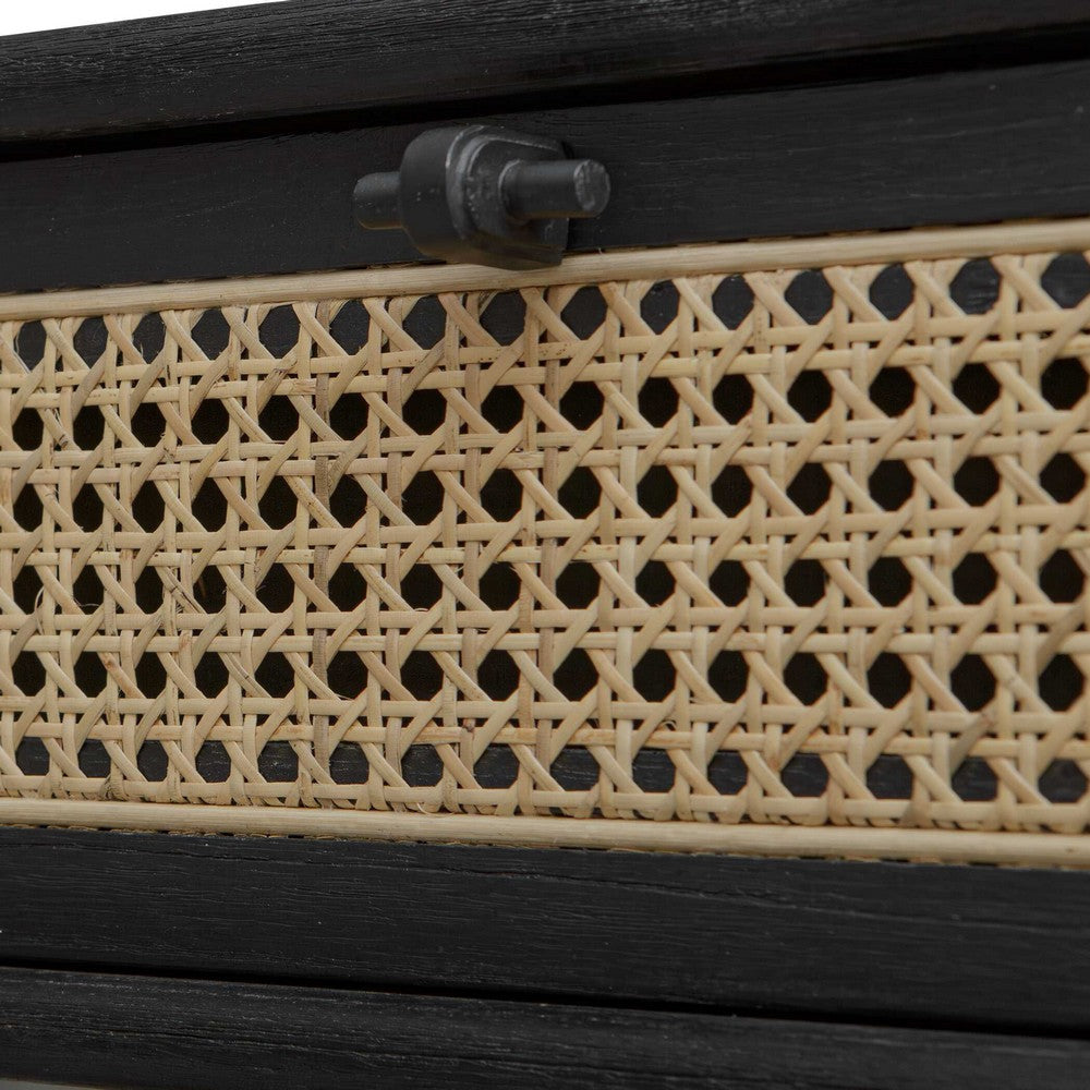 Uttermost Coast Black Rattan Side Table