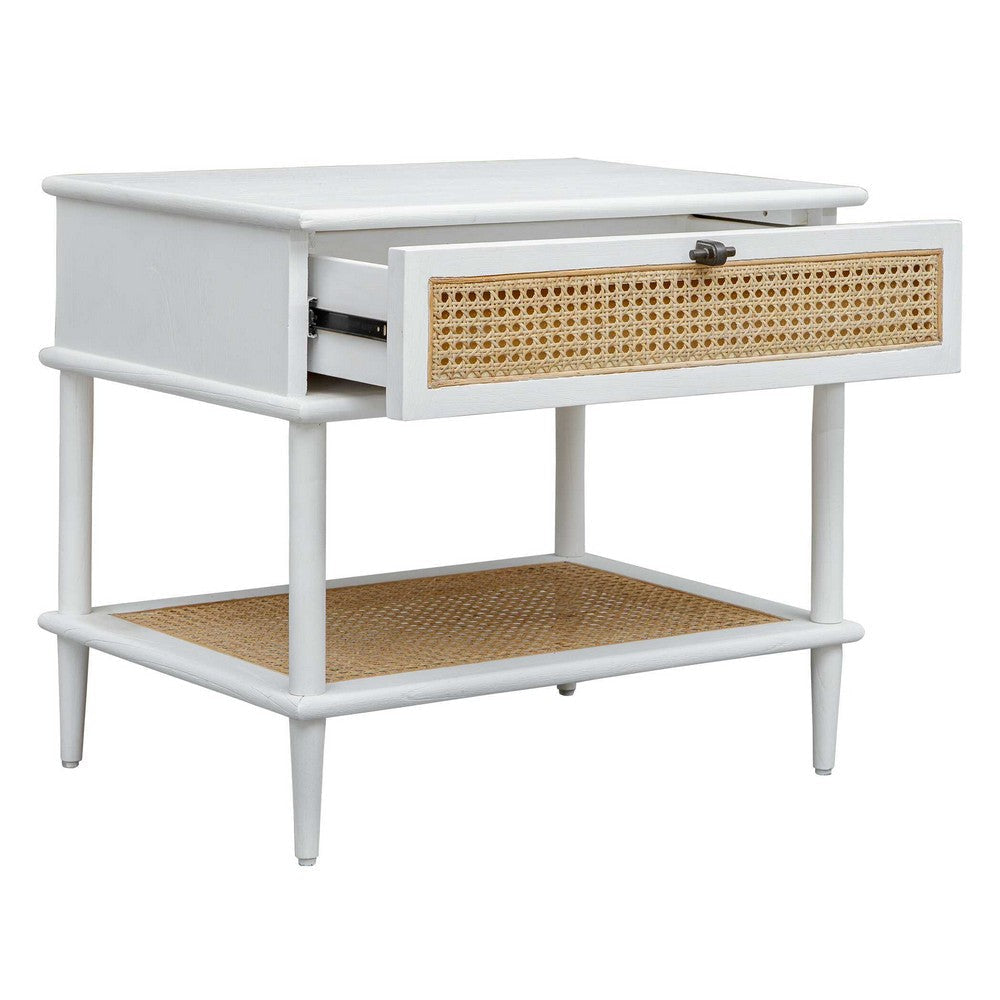 Uttermost Coast White Rattan Side Table