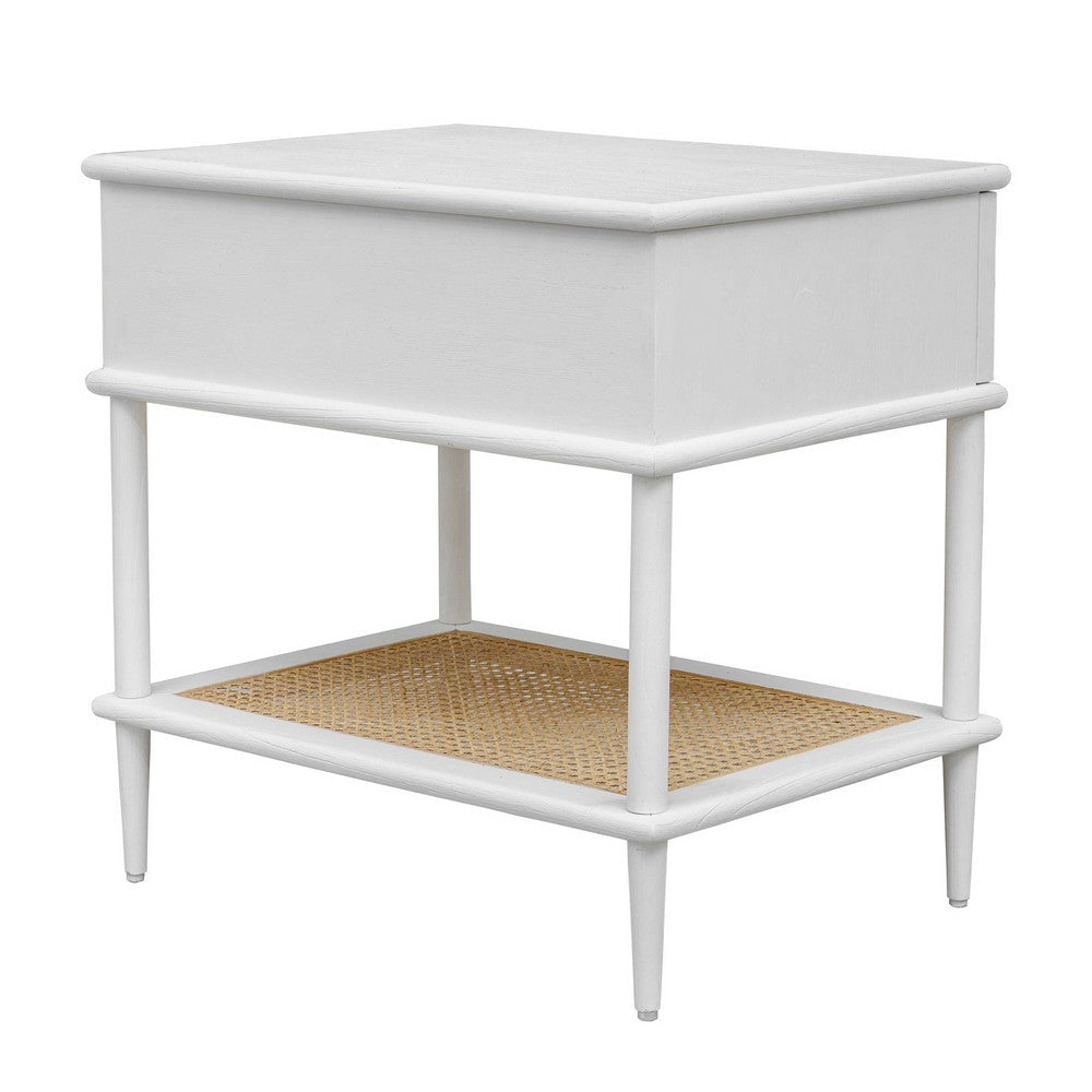 Uttermost Coast White Rattan Side Table