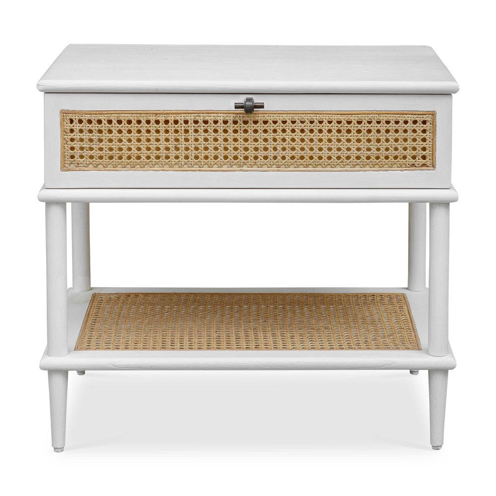 Uttermost Coast White Rattan Side Table