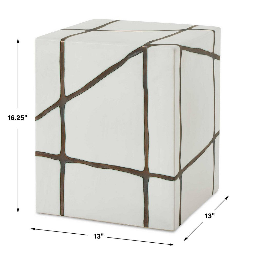 Uttermost Rocklyn White Cube Garden Stool UT-50207