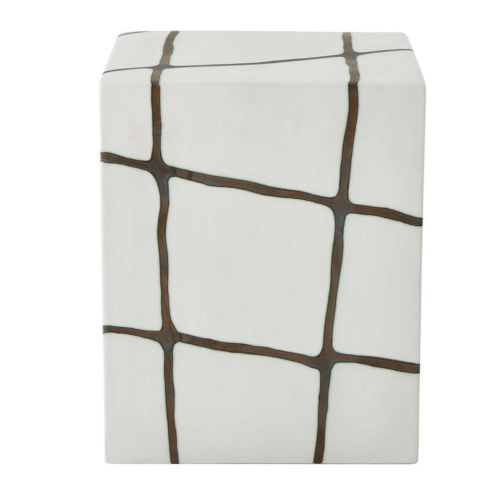 Uttermost Rocklyn White Cube Garden Stool UT-50207