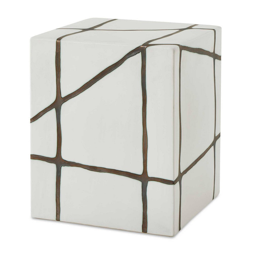 Uttermost Rocklyn White Cube Garden Stool UT-50207