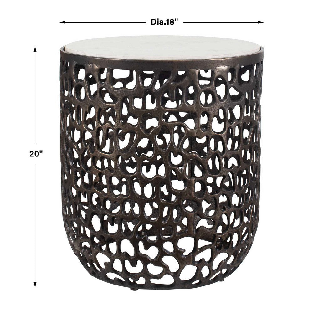 Uttermost Sabena White Marble Outdoor Side Table