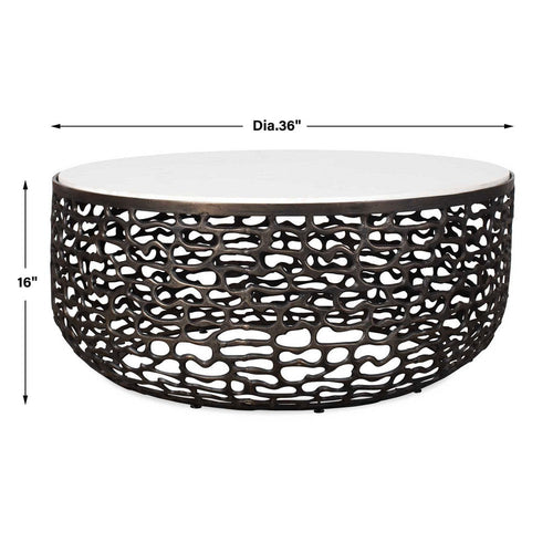 Uttermost Sabena White Marble Outdoor Coffee Table