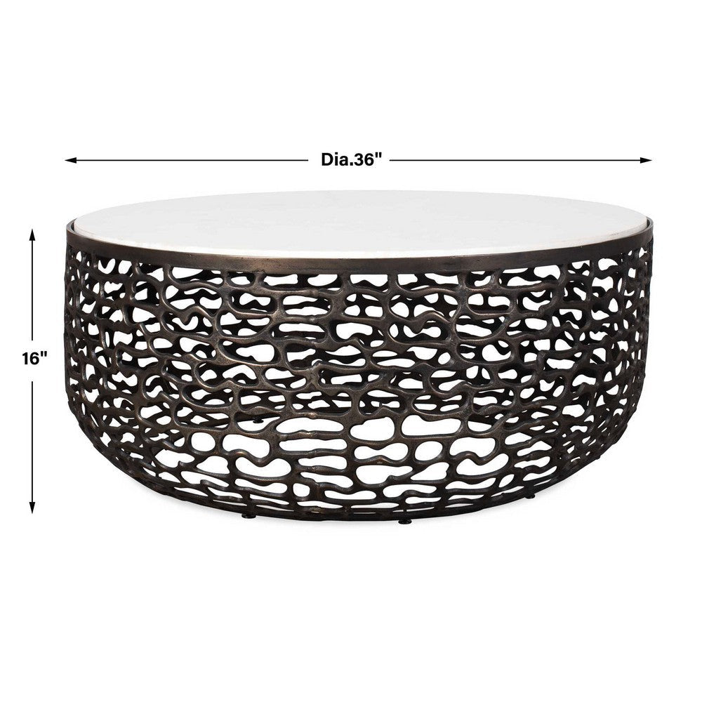 Uttermost Sabena White Marble Outdoor Coffee Table