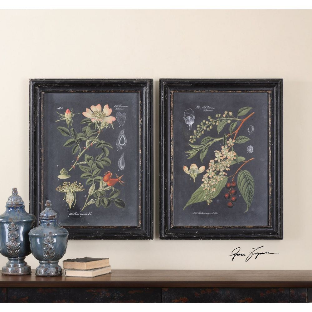 Uttermost Midnight Botanicals Wall Art S/2 By Casagear Home UT-56053