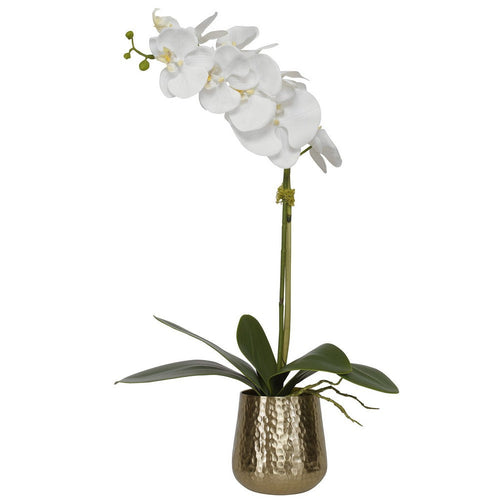 Uttermost Cami White Orchid 24" H Faux Flower in Brass Pot