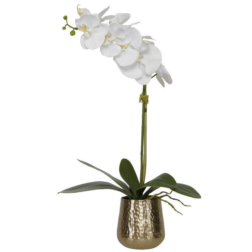 Uttermost Cami White Orchid 24" H Faux Flower in Brass Pot