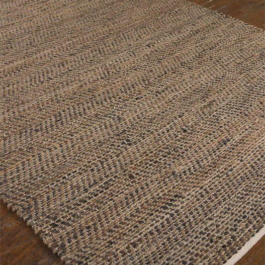 Tobais - 5' X 8' Rescued Leather & Hemp Rug