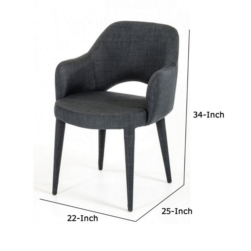 Fabric Upholstered Metal Dining Chair with Cutout Back Design Gray VIG-VGEUMC-8980CH-A-GRY